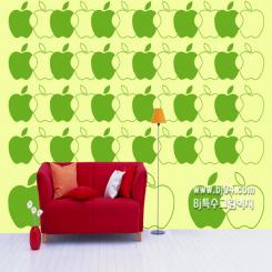 애플 패턴 (그린) 뮤럴벽지 PP51-021