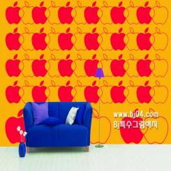 애플 패턴 (오렌지) 뮤럴벽지 PP51-023