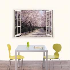 XA06-052W : 벚꽃나무 가득한길 (사진벽지/접착식벽지/벽스티커/벽장식/벽시트지)